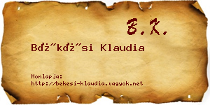 Békési Klaudia névjegykártya